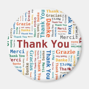 Aimant Merci Word Cloud en 5 langues