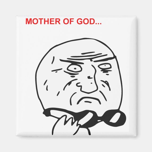 Aimant Mère de Dieu Rage Face Mème comique (Devant)