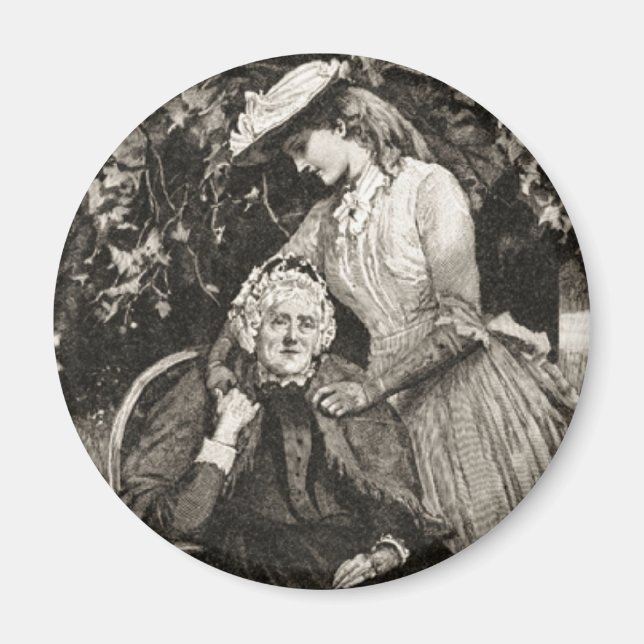 Aimant Mère et fille vintage âgée (Devant)