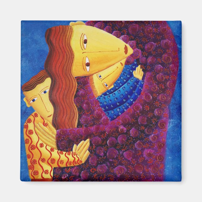 Aimant Mère et Fils Peinture Famille Art Moderne (Devant)