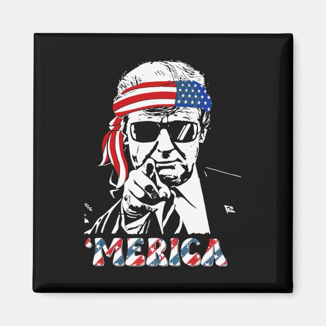 Aimant Merica Trump 4 juillet heureux Trump Drapeau améri (Devant)