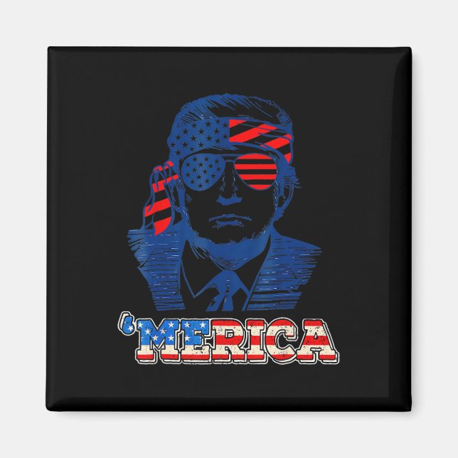 Aimant Merica Trump 4 juillet heureux Trump Drapeau améri (Devant)