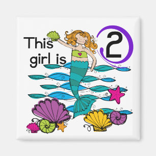 Aimant Mermaid 2e Anniversaire Tshirts et cadeaux