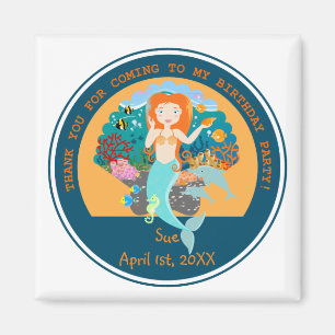 Aimant Mermaid and dolphins under the sea birthday party