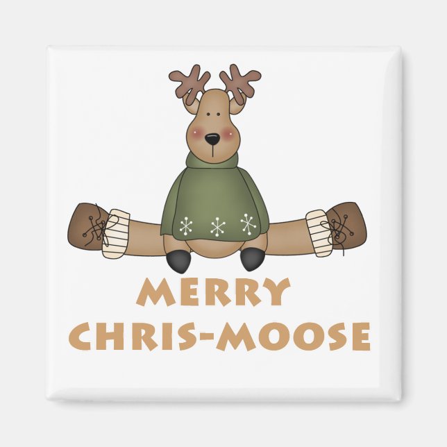 Aimant Merry Chris-Moose T-shirts et cadeaux (Devant)