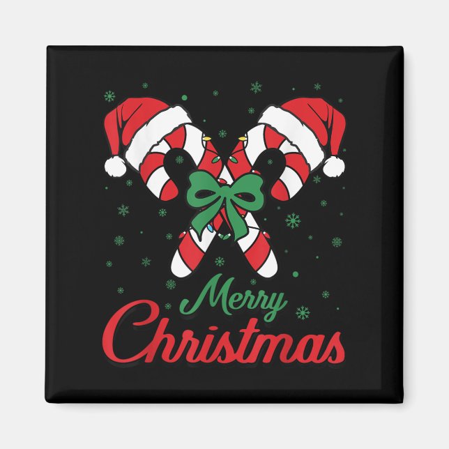 Aimant Merry Christmas Candy Cane Xmas Lights Toddlers Me (Devant)