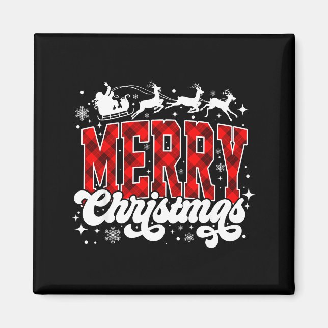 Aimant Merry Christmas Lights Santa Hat Xmas Family Match (Devant)