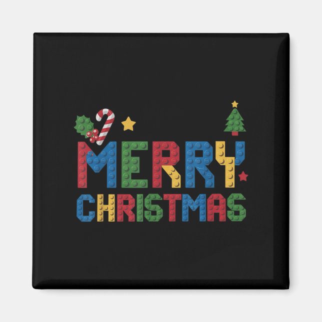 Aimant Merry Christmas Master Builder Kids Building Block (Devant)