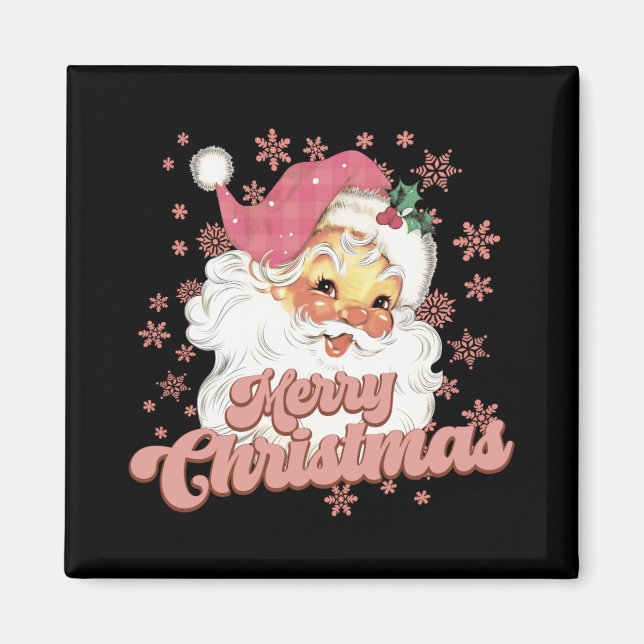 Aimant Merry Christmas Retro Tygraphy Santa Nk Hat T Shir (Devant)