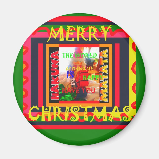 Aimant Merry Christmas The world around me is happy to ha (Devant)