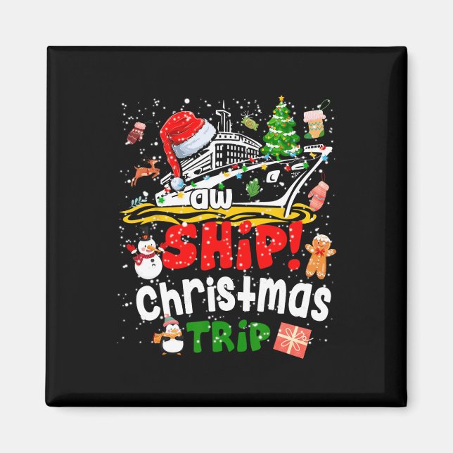 Aimant Merry Cruisemas Funny Cruise Ship Famille Noël (Devant)