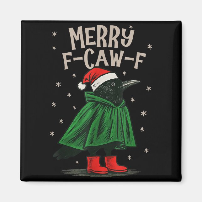 Aimant Merry F-caw-f Funny Christmas Black Crow Merry Xma (Devant)