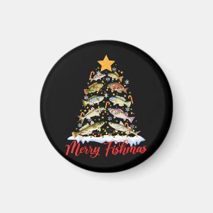 Aimant Merry Fishmas Funky Christmas Tree Lights Fish Fis