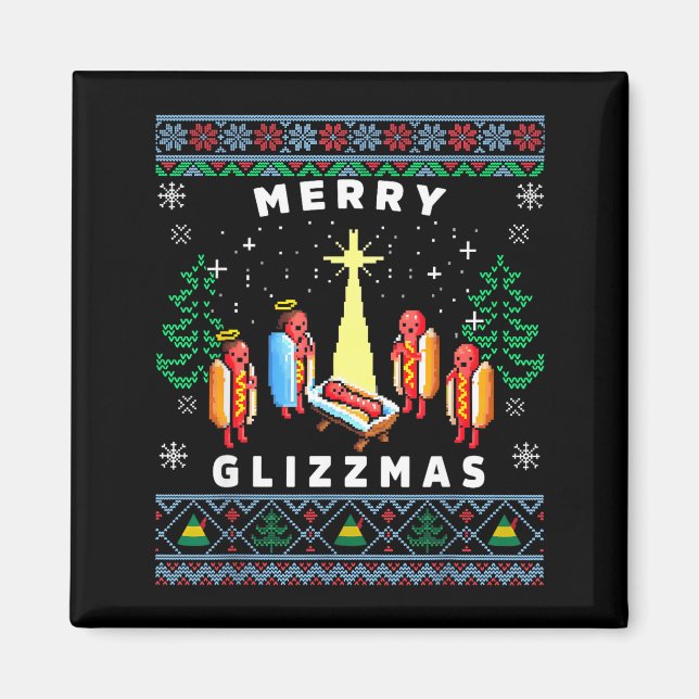 Aimant Merry Glizzmas Funny Ugly Christmas Sweater Glizzy (Devant)