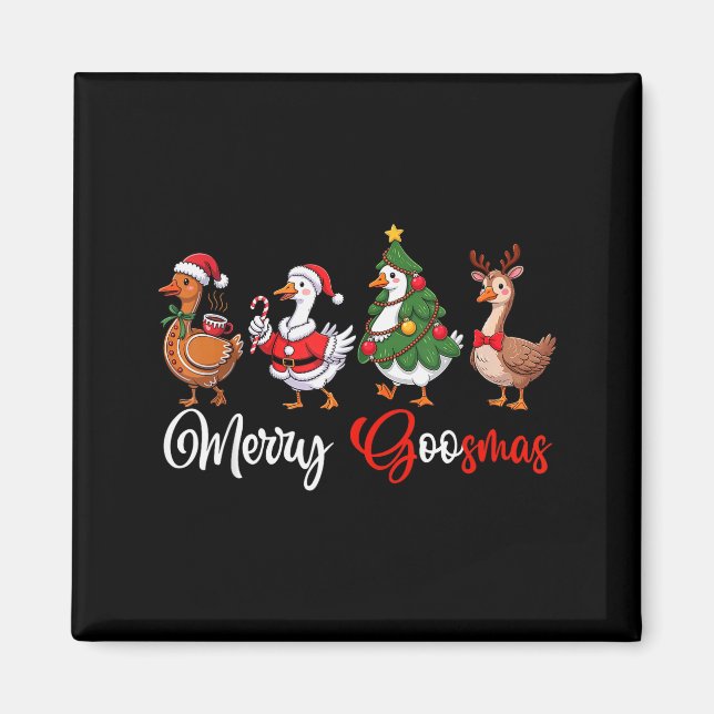 Aimant Merry Goosmas Silly Goose Christmas Funny Xmas Wom (Devant)