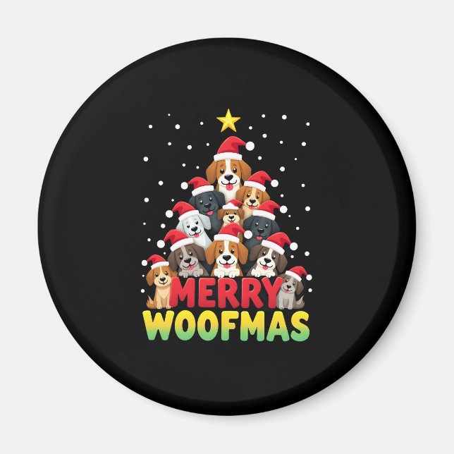 Aimant Merry Woofmas - Merry Christmas For Dog Lovers (1) (Devant)