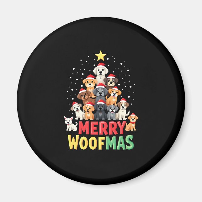 Aimant Merry Woofmas - Merry Christmas For Dog Lovers (2) (Devant)