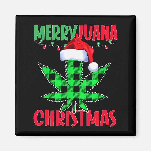 Aimant Merryjuana Weed Leaf Funny Christmas Pajama X-mas  (Devant)