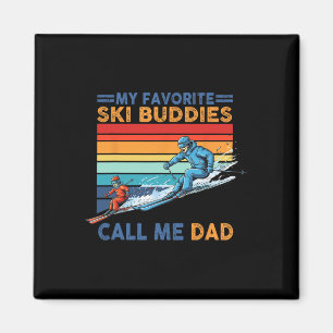 Aimant Mes potes de ski préférés m'appellent Papa Retro S
