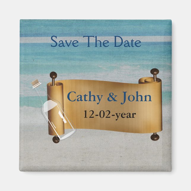 Aimant Message dans une bouteille Mariage de plage (Devant)