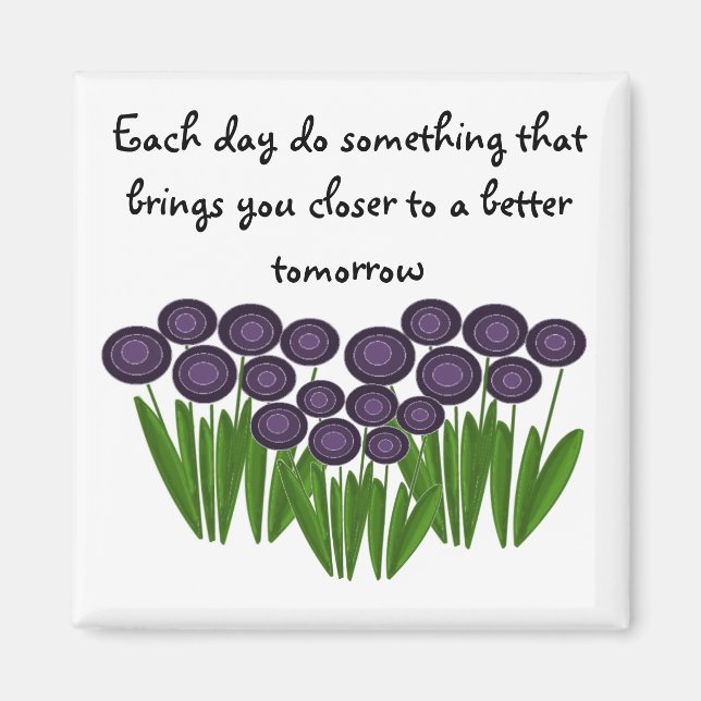 Aimant Message inspirant floral pourpre (Devant)