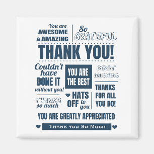 Aimant Message Merci bleu foncé