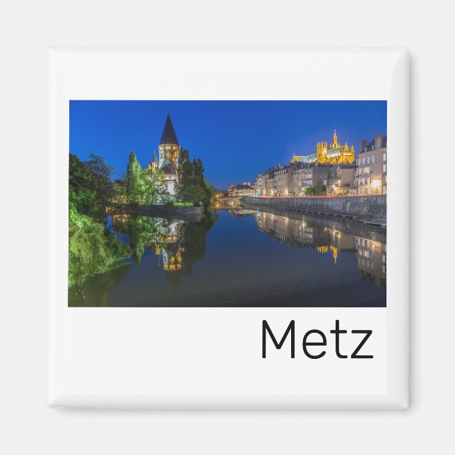 Aimant Metz Temple Neuf France Nuit Moselle Souvenir (Devant)