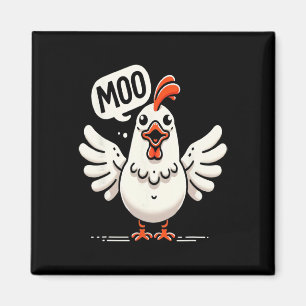 Aimant Meuh dit le poulet - Fusion vache-poulet comique
