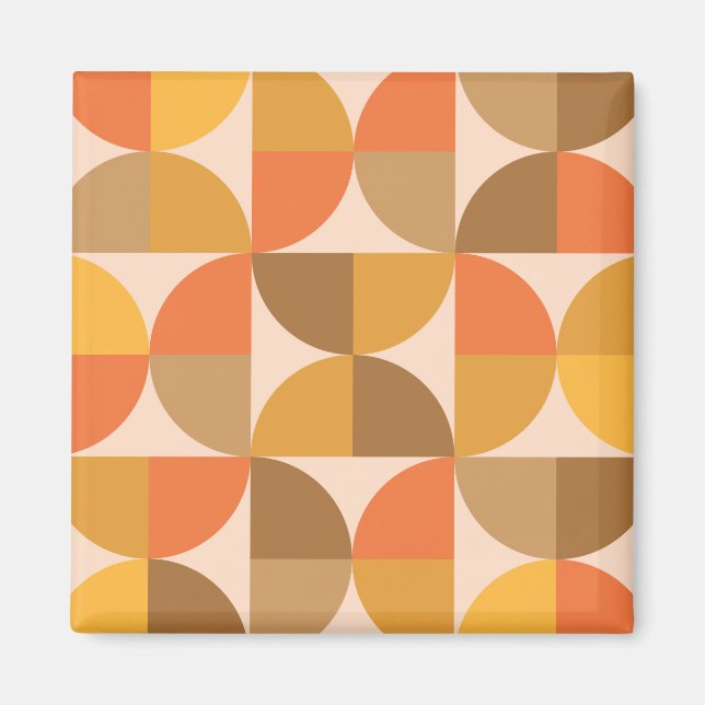 Aimant Mi-cercles orange et Brown du milieu du siècle (Devant)