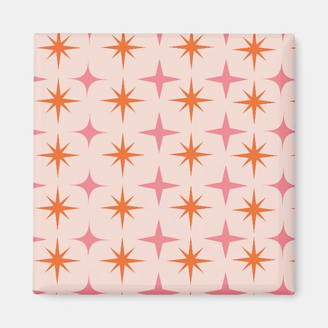 Aimant Mi-Siècle Rétro Starburs Motif rose orange (Devant)