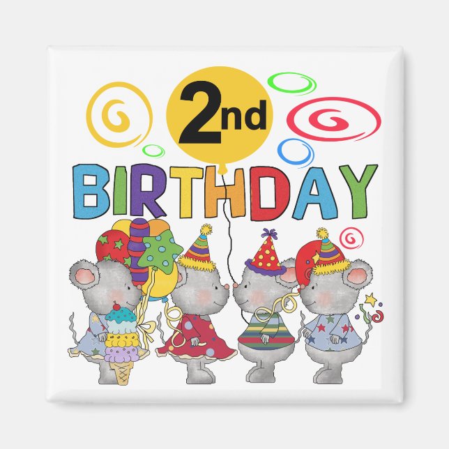 Aimant Mice 2e anniversaire T-shirts et cadeaux (Devant)
