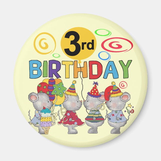Aimant Mice 3e anniversaire T-shirts et cadeaux (Devant)