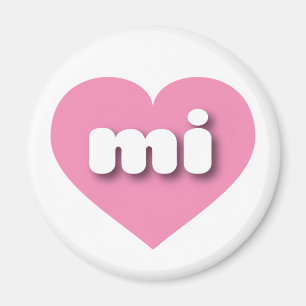 Aimant MIchigan coeur rose - J'aime mi
