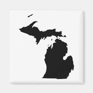 Aimant Michigan en noir et blanc