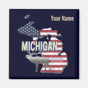 Aimant Michigan États-Unis Retro State Map Vintage États-