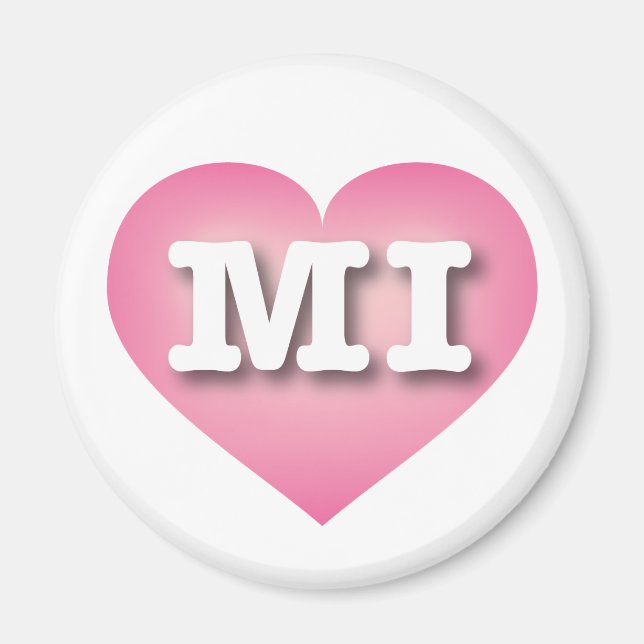 Aimant MIchigan Pink Fade Heart - I love MI (Devant)
