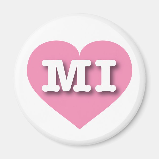 Aimant Michigan Pink Heart - J'aime MI (Devant)