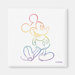 Aimant Mickey Classique Contour Arc-en-Ciel