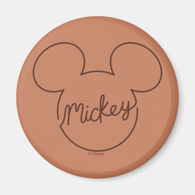 Aimant Mickey Continuous Line Icon Name Graphic (Devant)