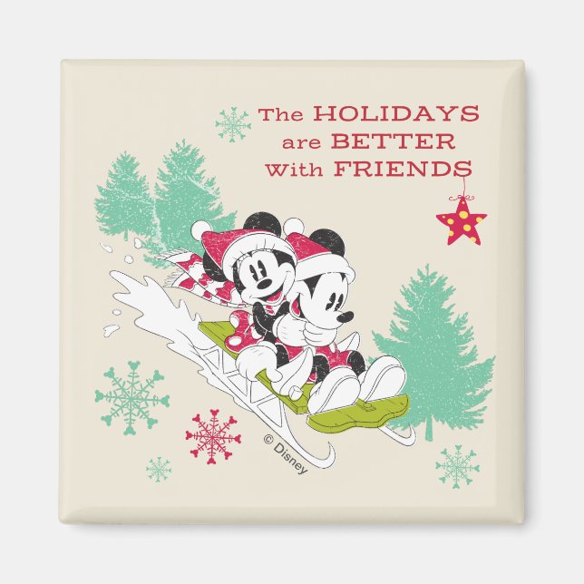 Aimant Mickey et Minnie classiques | Neige (Devant)