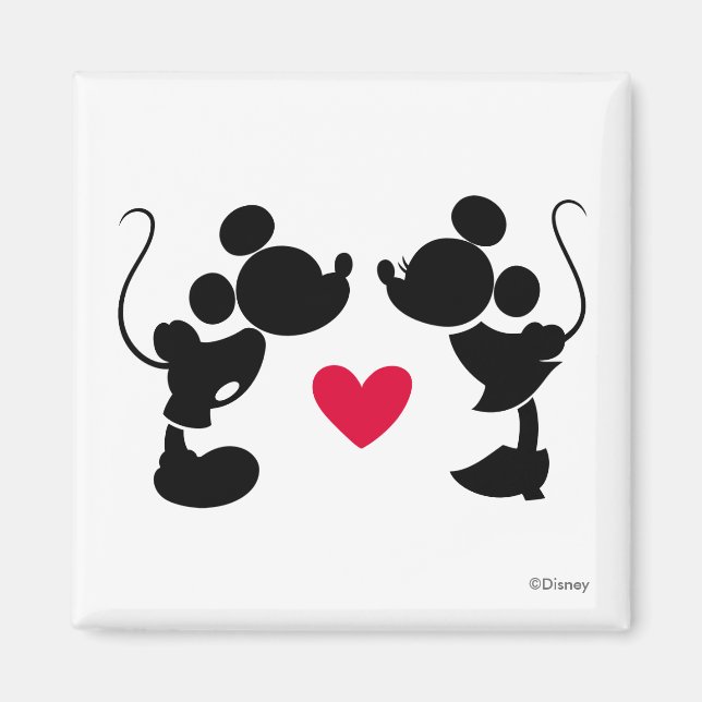Aimant Mickey et Minnie Mariage | Silhouette (Devant)