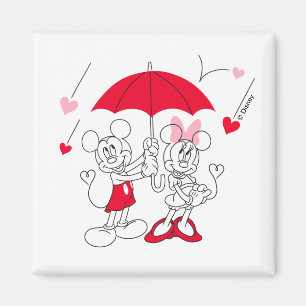Aimant Mickey et Minnie Saint-Valentin Cœurs qui tomben