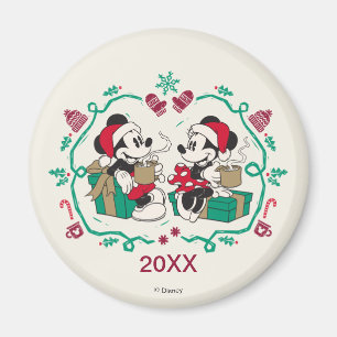Aimant Mickey et Minnie vintages Noël cosy