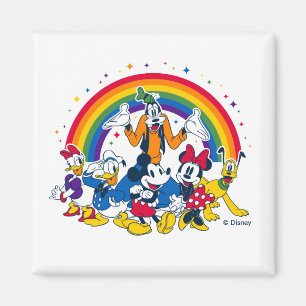 Aimant Mickey et ses amis sous l'arc-en-ciel