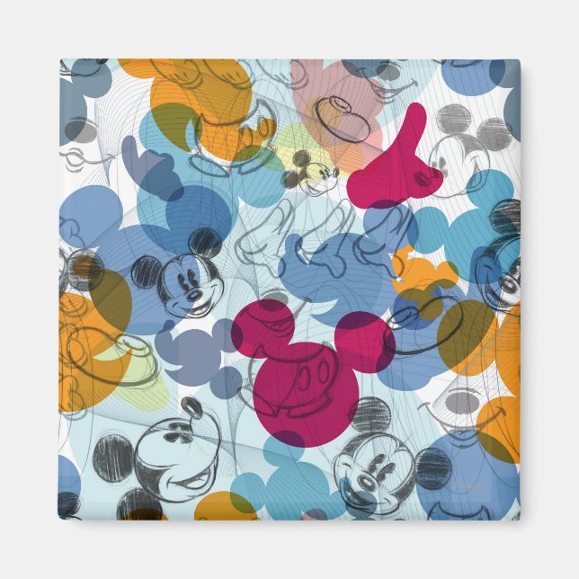 Aimant Mickey & Friends | Motif d'esquisse de tête de sou (Devant)