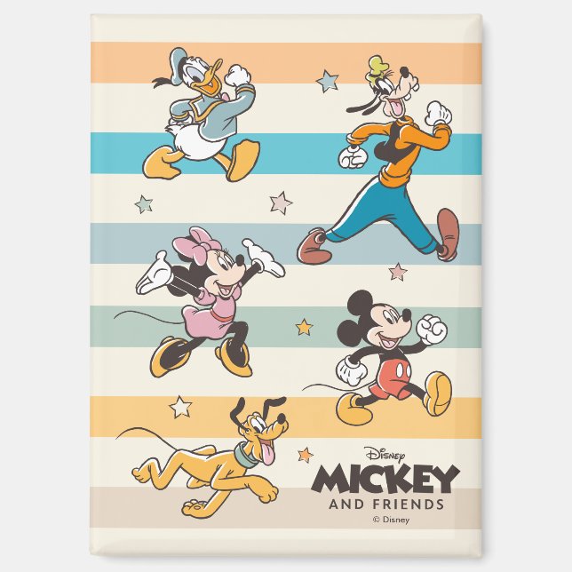 Aimant Mickey & Friends Rétro Graphisme Étoiles et Rayure (Recto)