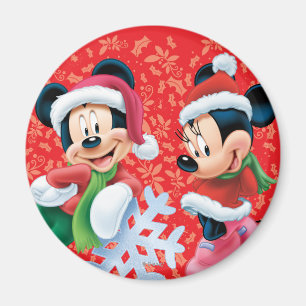 Aimant Mickey & Minnie Avec Flèche De Neige