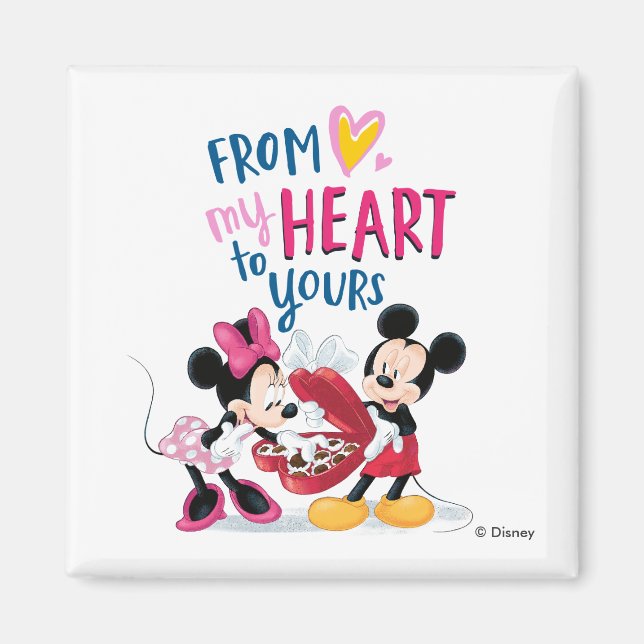 Aimant Mickey & Minnie | De mon coeur au vôtre (Devant)