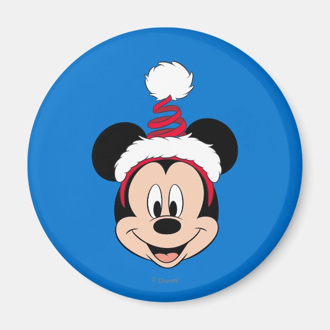 Aimant Mickey Mouse | Casquette de Noël mignon (Devant)