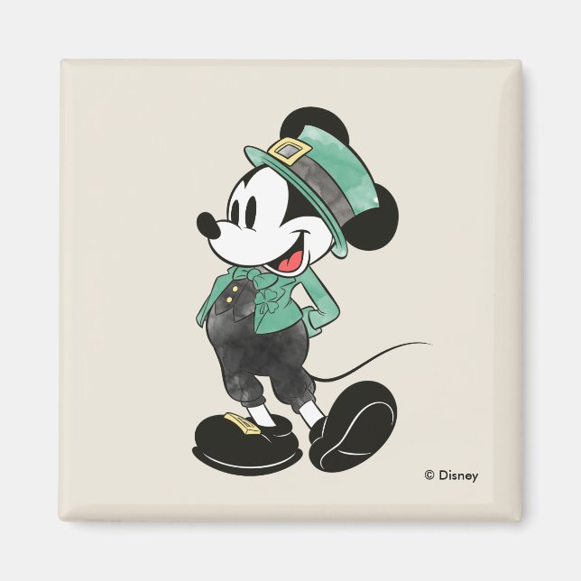 Aimant Mickey Mouse | Fête de l'aquarelle St. Patrick (Devant)